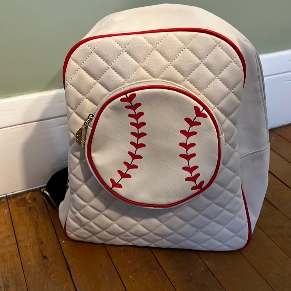 Betsey Johnson Baseball Backpack Back to School Quilted Small Backpack